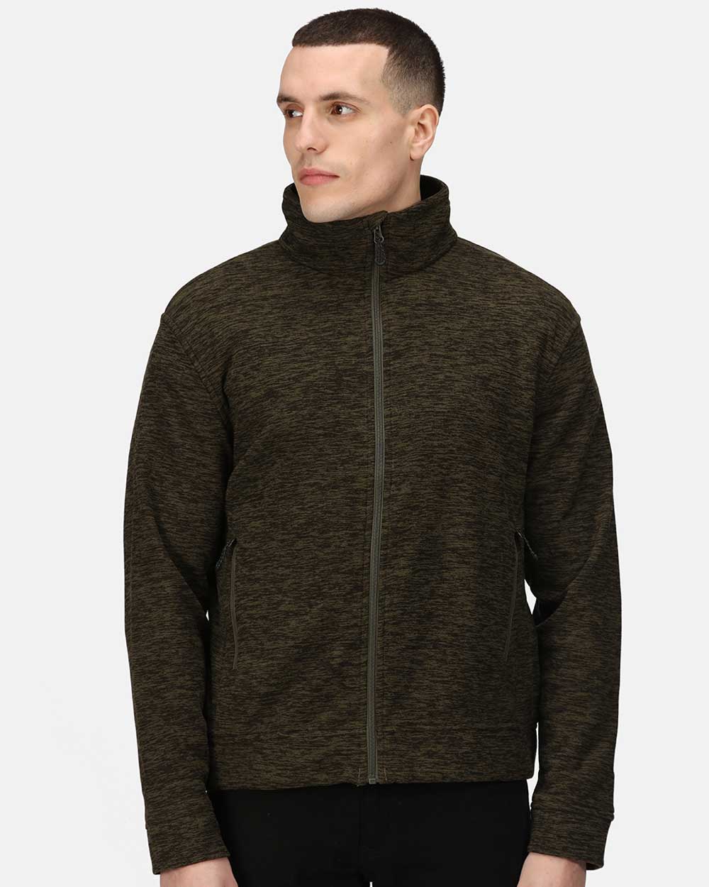 Regatta Thornly Full Zip Marl Fleece in Dark Khaki Marl 