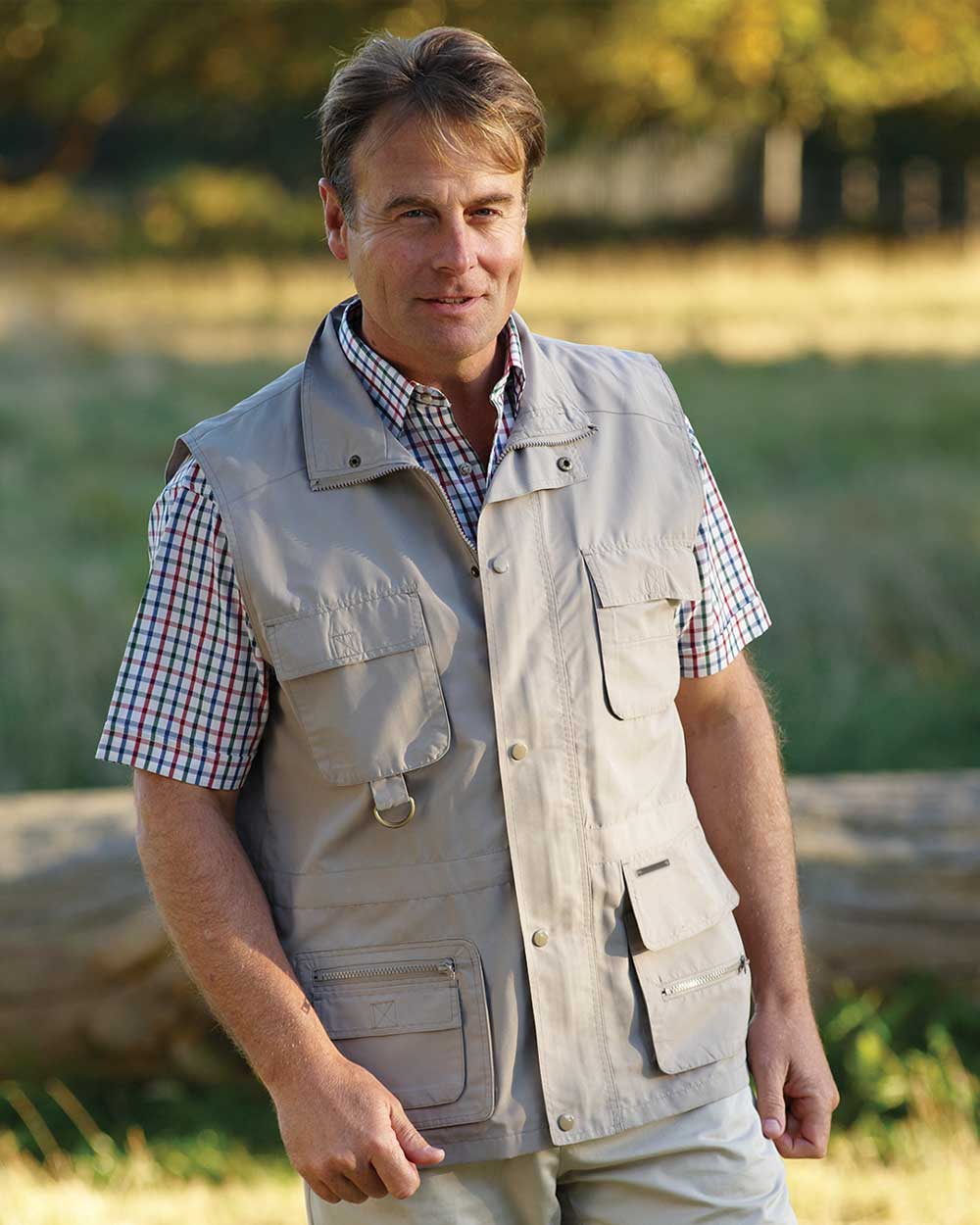 Man wearing Champion Windermere Gilet In Stone 