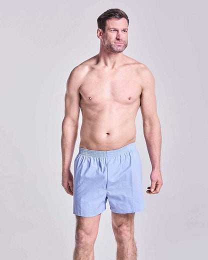 HJ Hall 2 Pack Pure Cotton Woven Boxers in Light Blue 