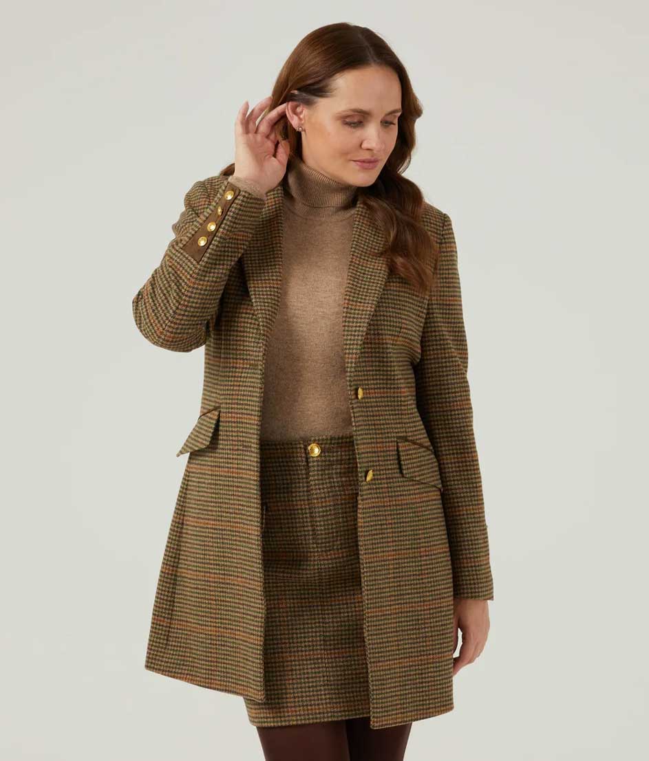 Alan Paine Surrey Mid-Thigh Tweed Coat in Sycamore 