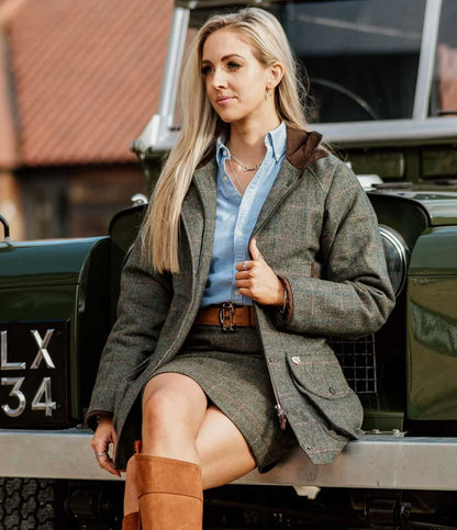 Stylish fashion tweed Alan Paine Combrook Ladies Tweed Coat in Spruce 