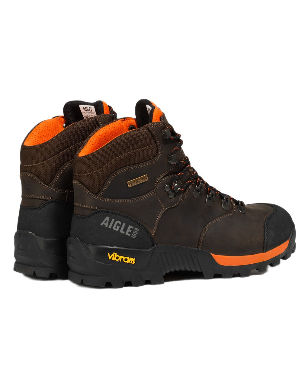 Dark Brown coloured Aigle Altavio Cuir Full Grain Leather Sport Shoes on white background 