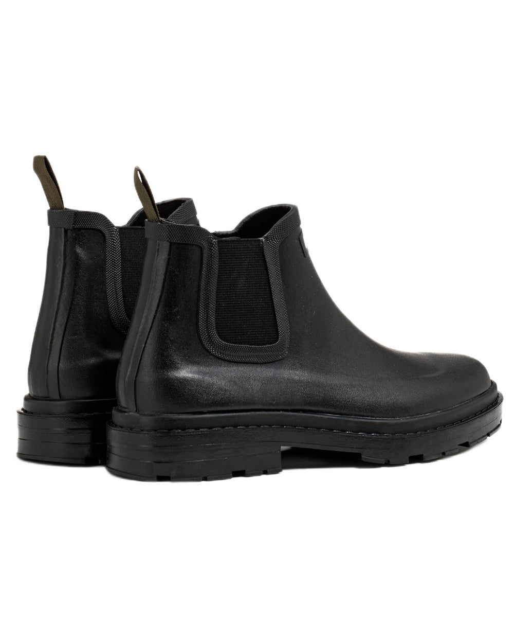 Noir coloured Aigle Chelsea Rain Ankle Boots on white background 