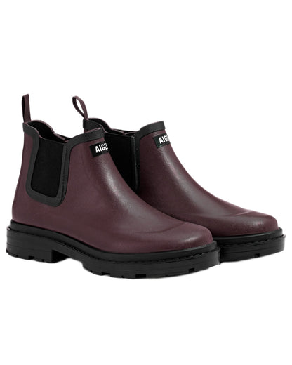 Sureau coloured Aigle Chelsea Rain Ankle Boots on white background 