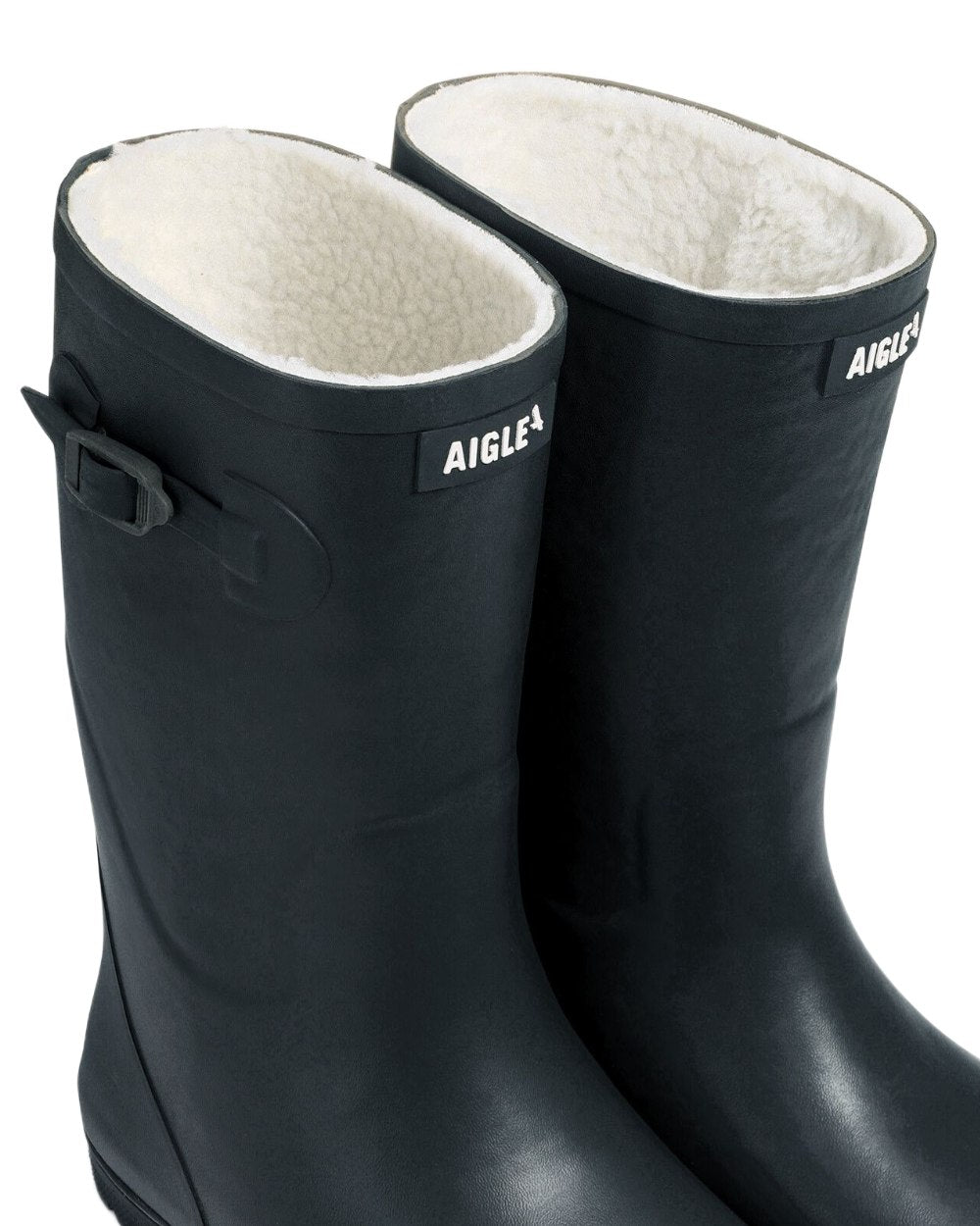 Marine coloured Aigle Childrens Woody Pop Fur 2 Boots on white background 