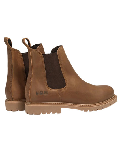 Brown Cider coloured Aigle Eperon Leather Chelsea Boots on white background 