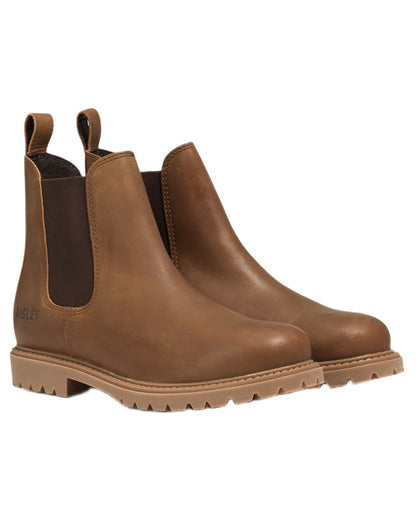 Brown Cider coloured Aigle Eperon Leather Chelsea Boots on white background 