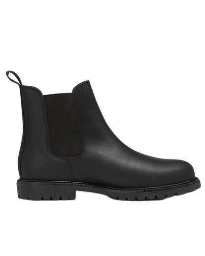 Noir coloured Aigle Eperon Leather Chelsea Boots on white background 