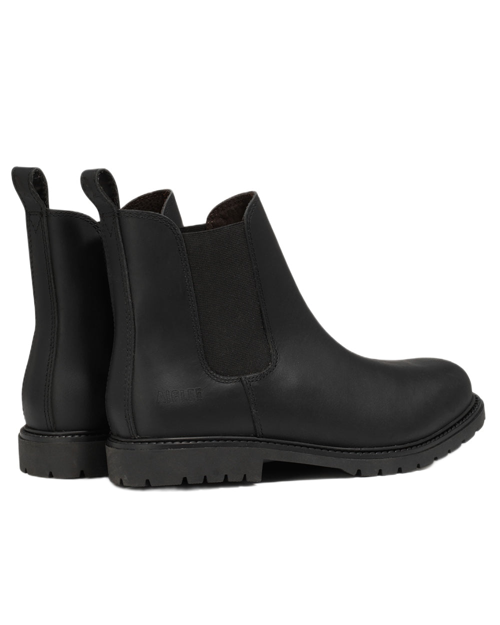 Noir coloured Aigle Eperon Leather Chelsea Boots on white background 