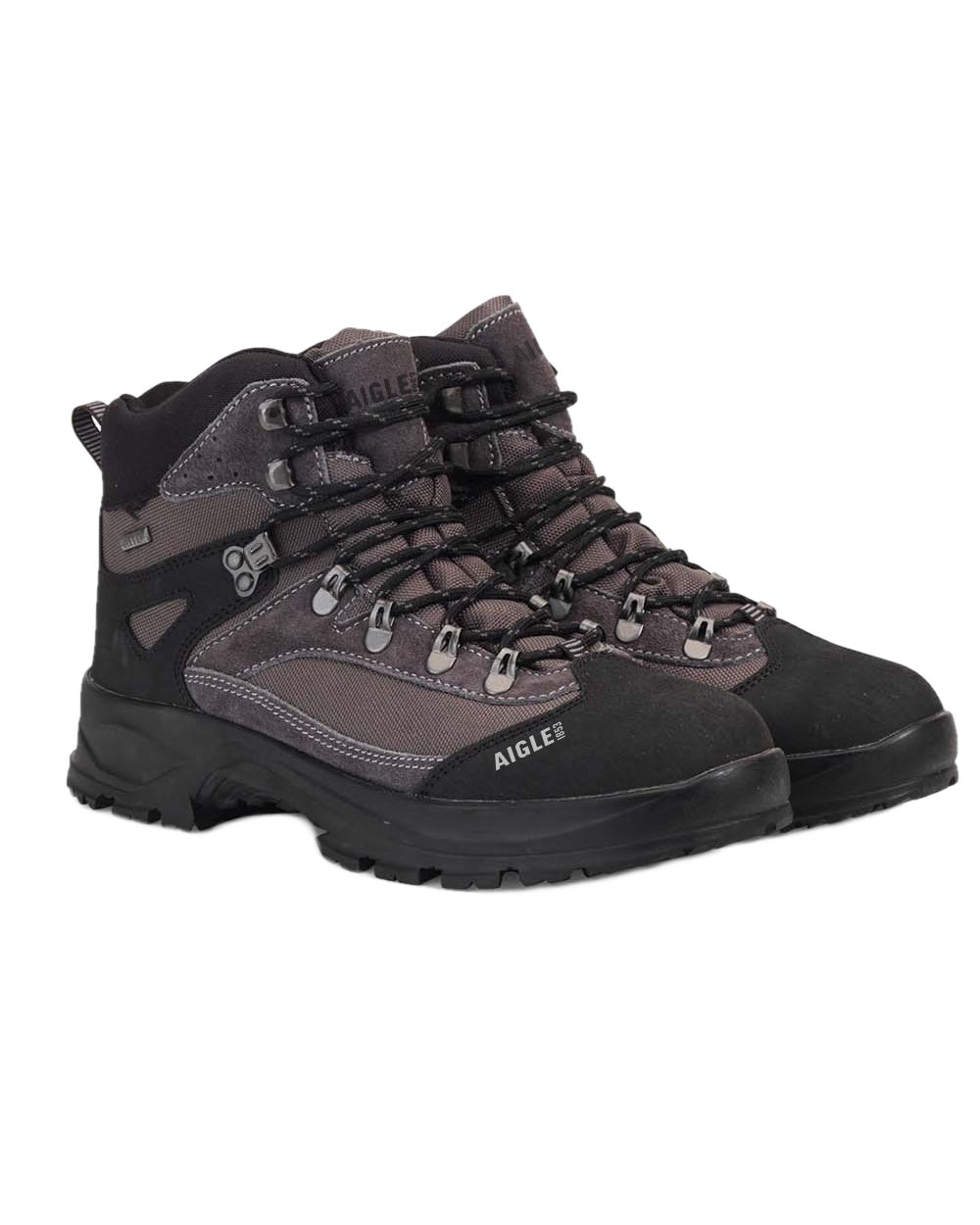 Asphalte coloured Aigle Huntshaw 2 MTD Boots on white background 