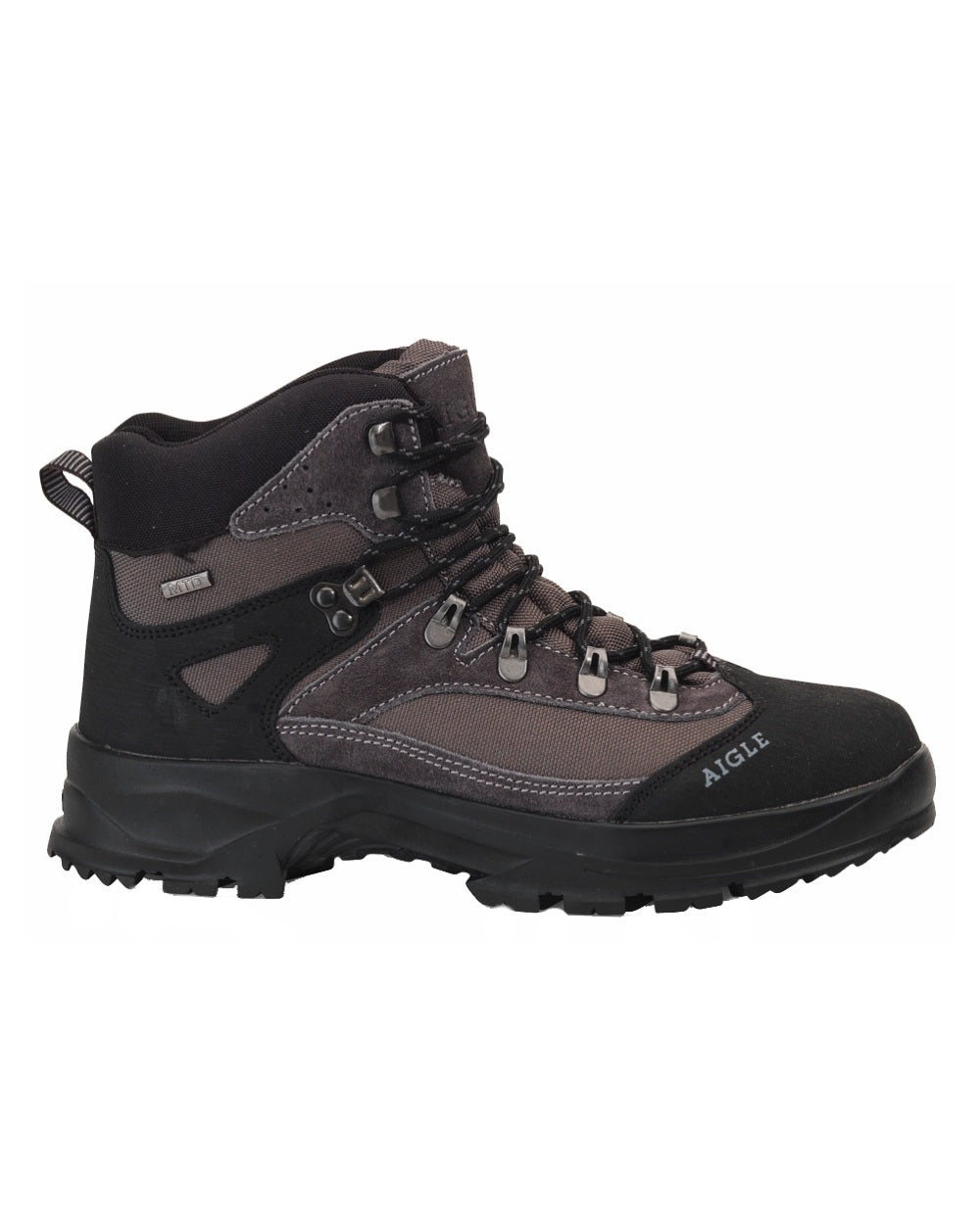 Asphalte coloured Aigle Huntshaw 2 MTD Boots on white background 