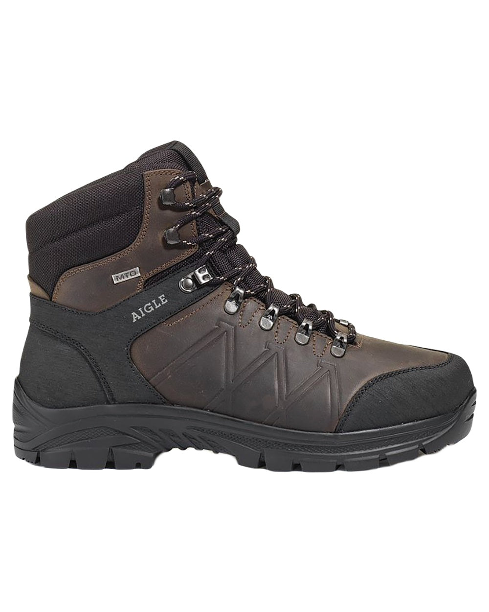 Dark Brown coloured Aigle Klippe Leather Boots on white background 
