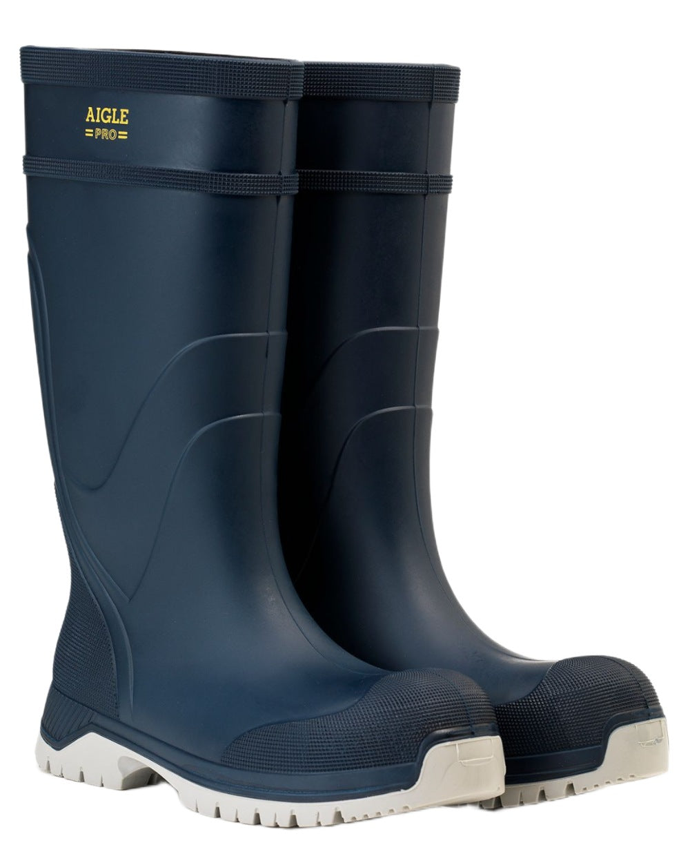 Artic coloured Aigle Mens Arvalt S5 Safety Wellingtons on white background 