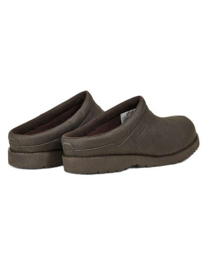 Dark Brown coloured Aigle Mens Basilon Ultra Light Leather Clogs on white background 