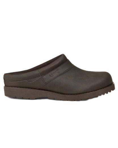 Dark Brown coloured Aigle Mens Basilon Ultra Light Leather Clogs on white background 