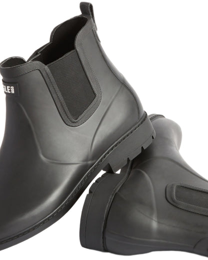 Noir coloured Aigle Mens Carville M2 Ankle Wellingtons on white background 
