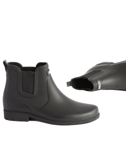 Noir coloured Aigle Mens Carville M2 Ankle Wellingtons on white background 
