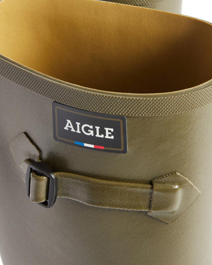 Khaki coloured Aigle Mens Cessac Gardening Boots on white background 
