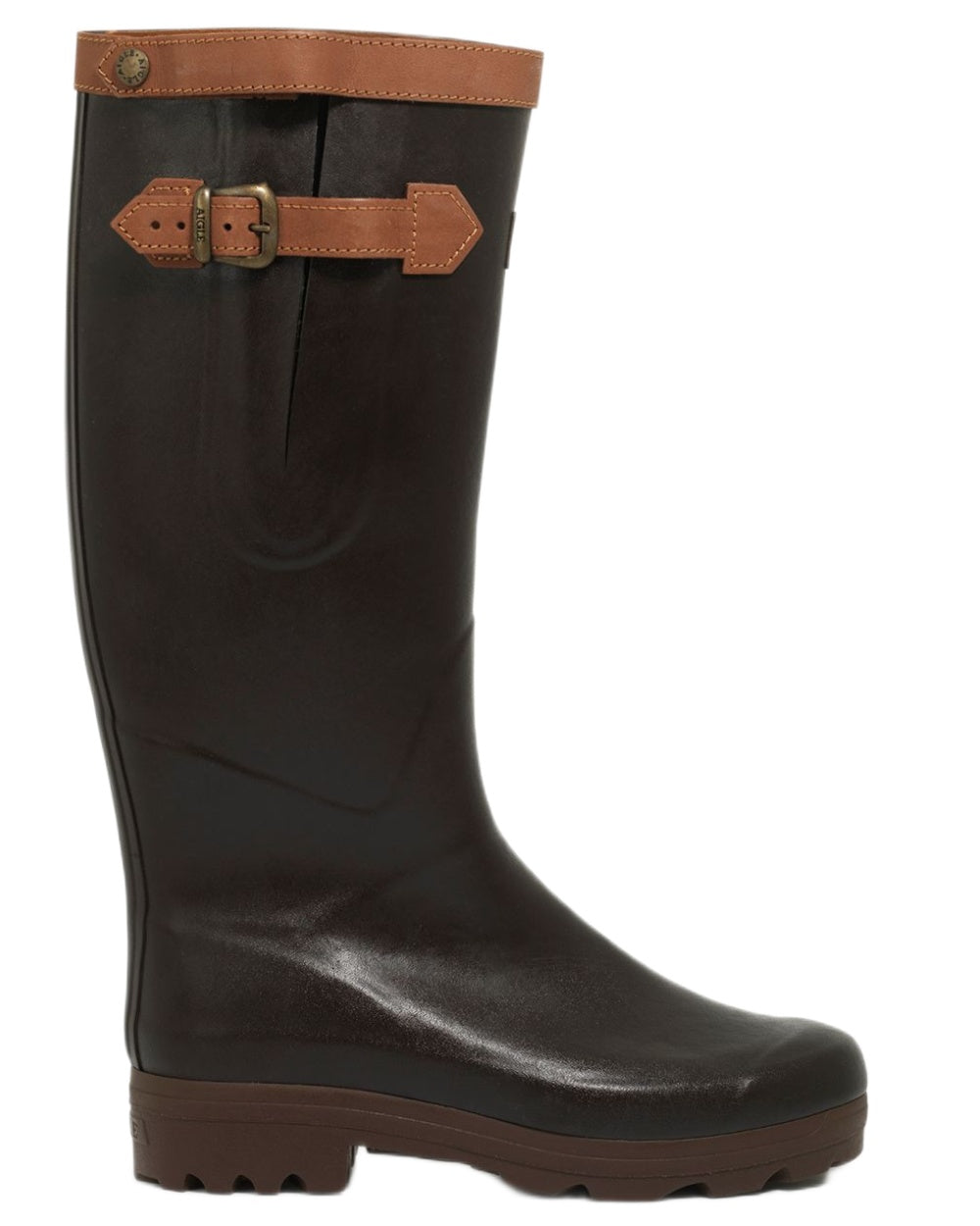 Brown coloured Aigle Mens Chambord Winter Boots on white background 