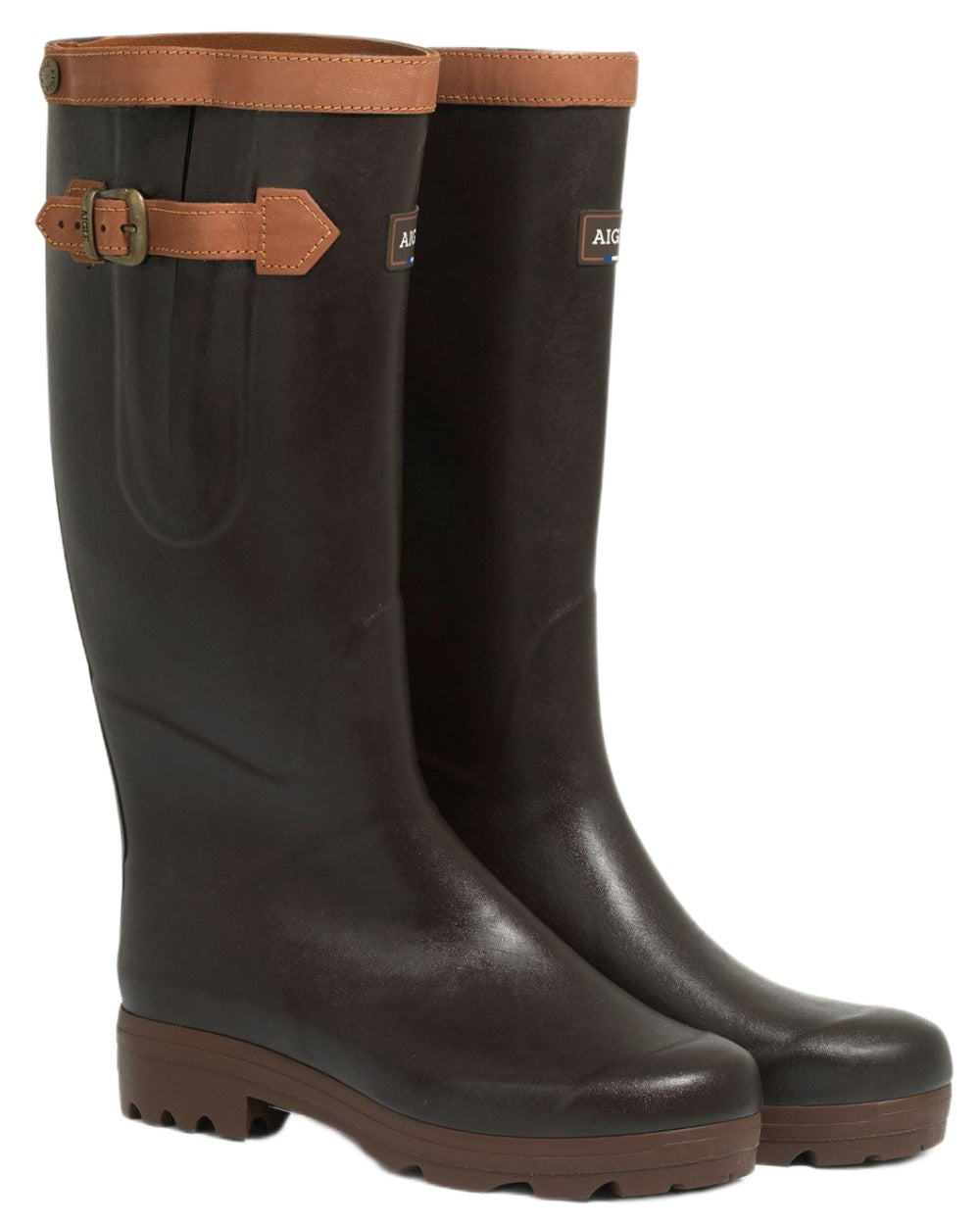 Brown coloured Aigle Mens Chambord Winter Boots on white background 