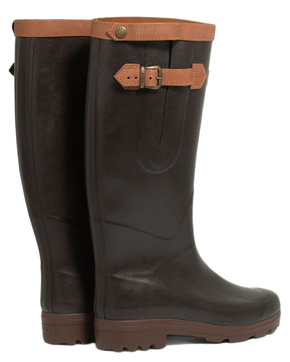 Brown coloured Aigle Mens Chambord Winter Boots on white background 