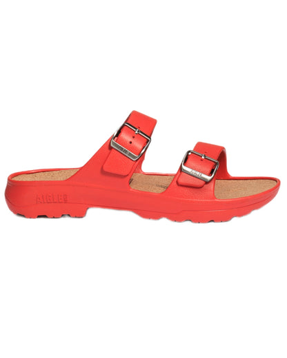 Grenat coloured Aigle Mens Corlay Ultra Light Clogs on white background 