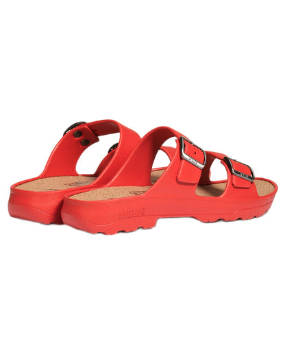 Grenat coloured Aigle Mens Corlay Ultra Light Clogs on white background 