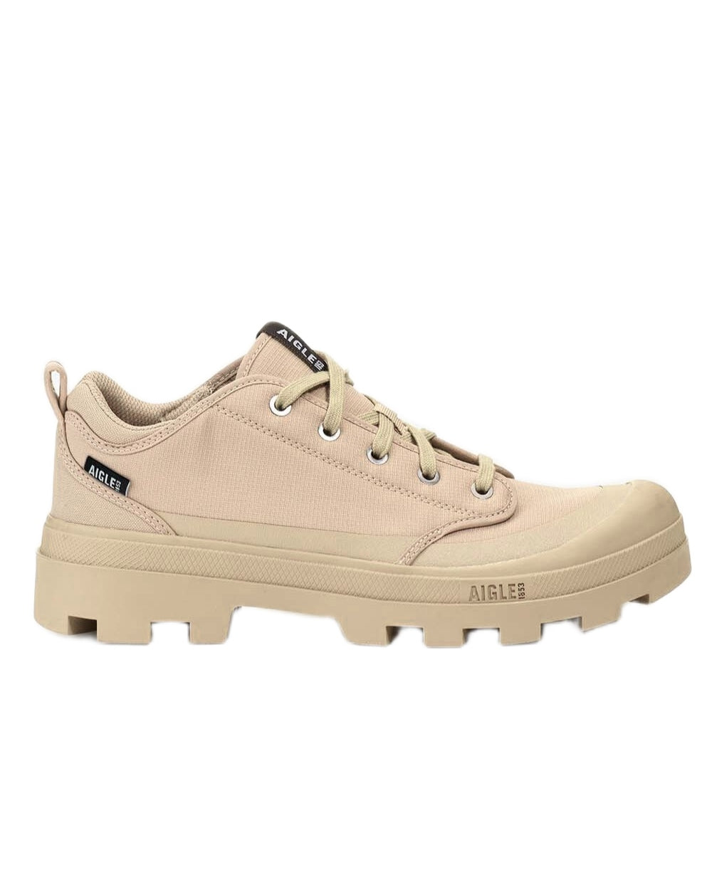 Sable coloured Aigle Mens Iconic Walking Shoes on white background 