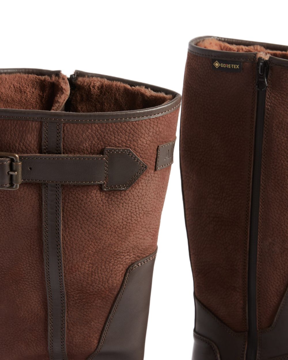 Dark Brown coloured Aigle Mens Inverss Gore-Tex Leather Boots on white background 