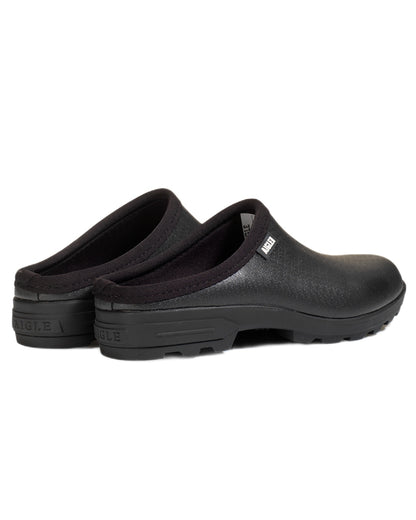Noir coloured Aigle Mens Lessfor Dual Material Open Clogs on white background 