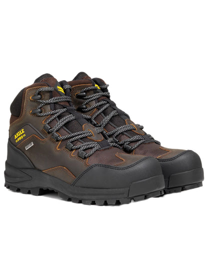 Dark Brown coloured Aigle Mens Nassio EVO S3 Safety Shoes on white background 