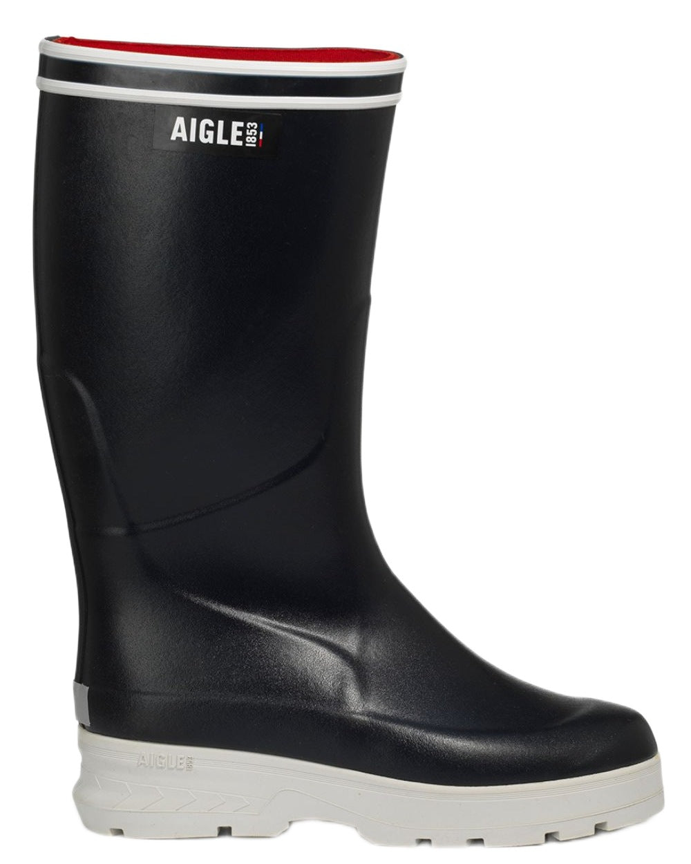 Nuit coloured Aigle Navira Neo Mesh Lined Wellingtons on white background 