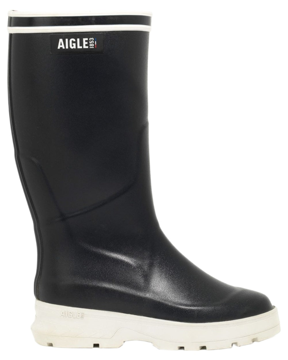 Nuit coloured Aigle Mens Navira Wellingtons on white background 