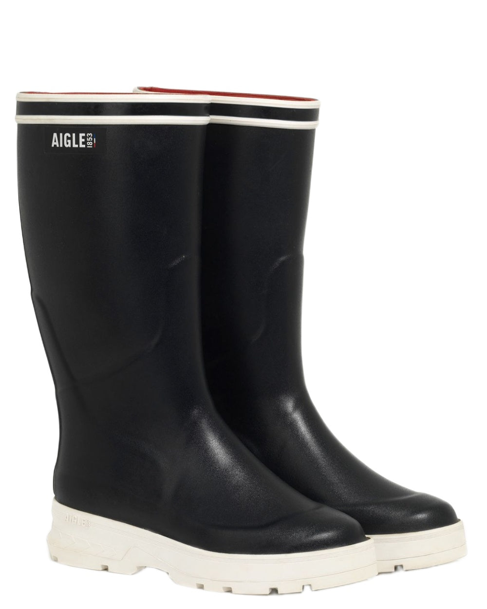 Nuit coloured Aigle Mens Navira Wellingtons on white background 
