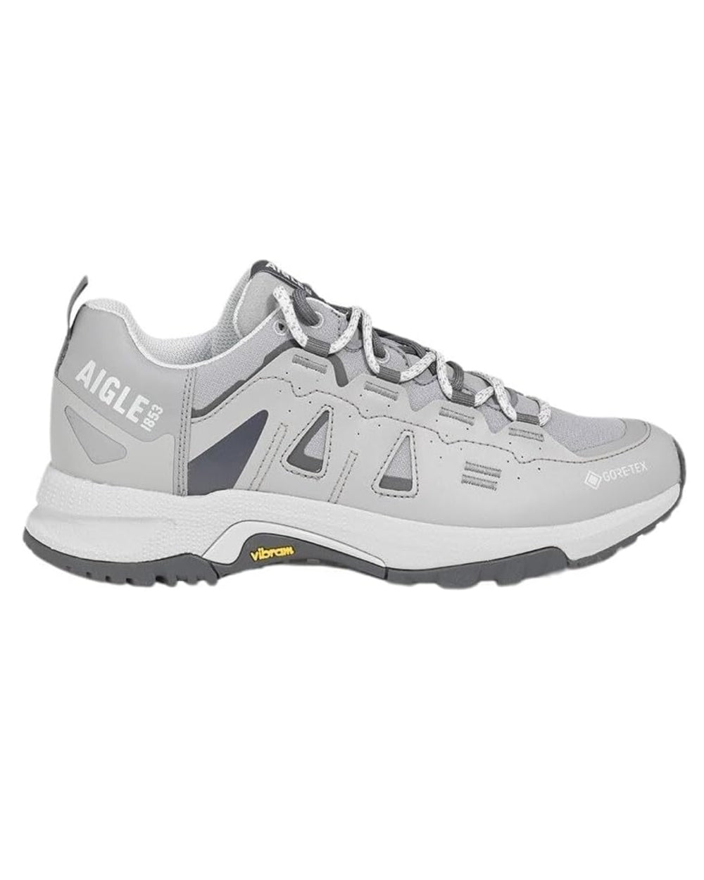 Grey coloured Aigle Mens Pariot GORE-TEX Sneakers on white background 