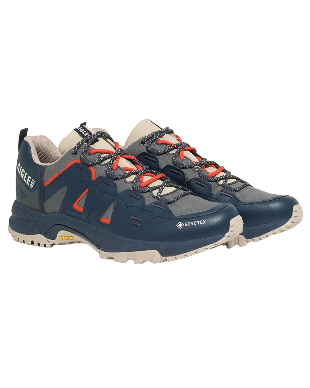 Royal Navy coloured Aigle Mens Pariot GORE-TEX Sneakers on white background 