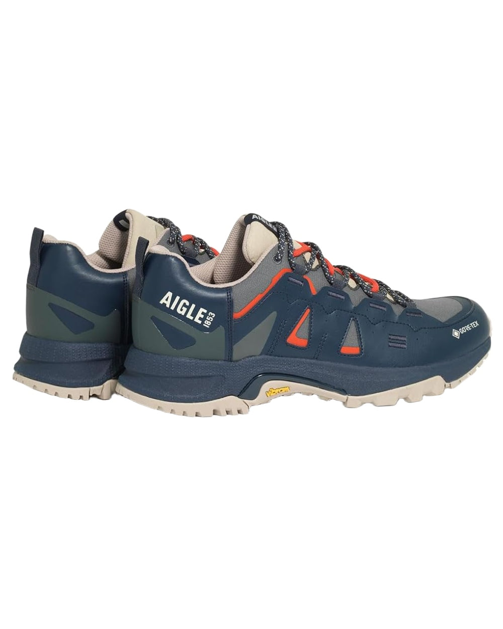 Royal Navy coloured Aigle Mens Pariot GORE-TEX Sneakers on white background 