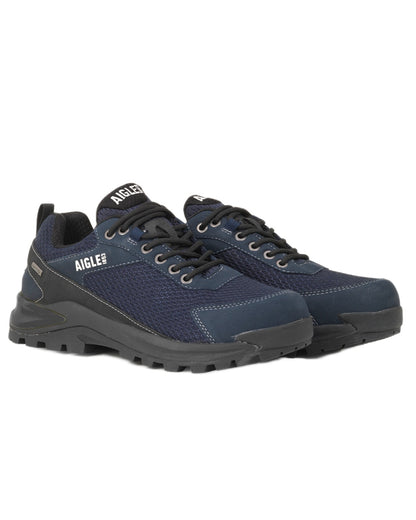 Marine coloured Aigle Mens Plutno Ultra Light Waterproof Walking Shoes on white background 