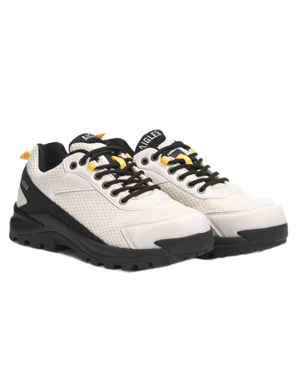Sable coloured Aigle Mens Plutno Ultra Light Waterproof Walking Shoes on white background 