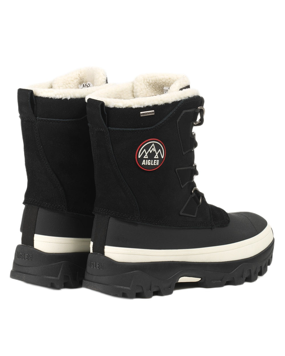 Noir coloured Aigle Mens Snow Boots on white background 