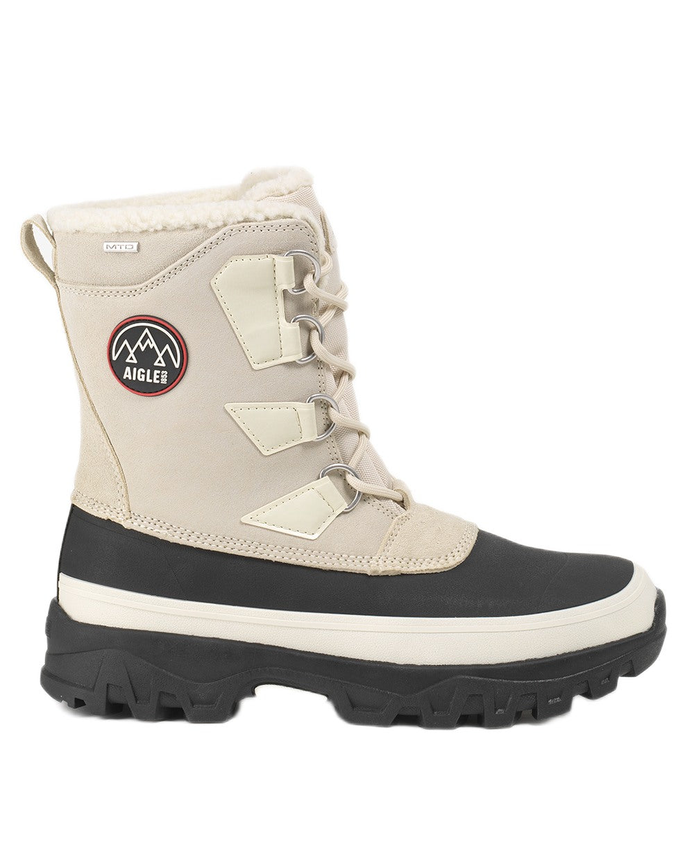 Sable coloured Aigle Mens Snow Boots on white background 