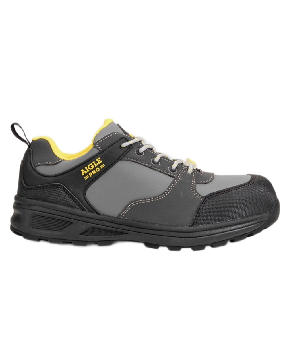 Grey coloured Aigle Mens Solter S3 Safety Shoes on white background 
