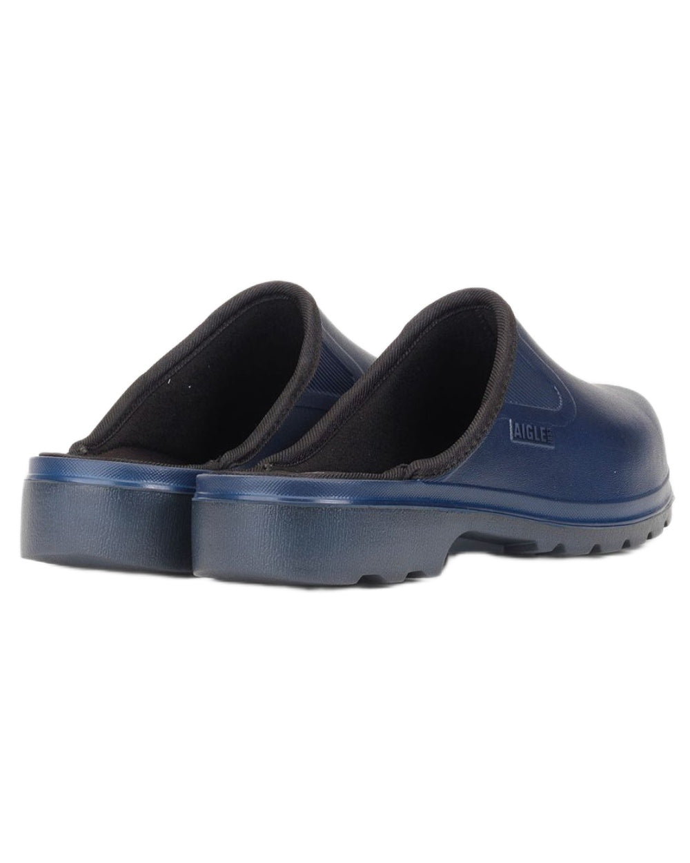 Klein Dark Navy coloured Aigle Mens Taden M2 Ultra Light Clogs on white background 