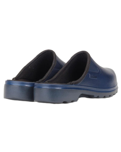 Klein Dark Navy coloured Aigle Mens Taden M2 Ultra Light Clogs on white background 