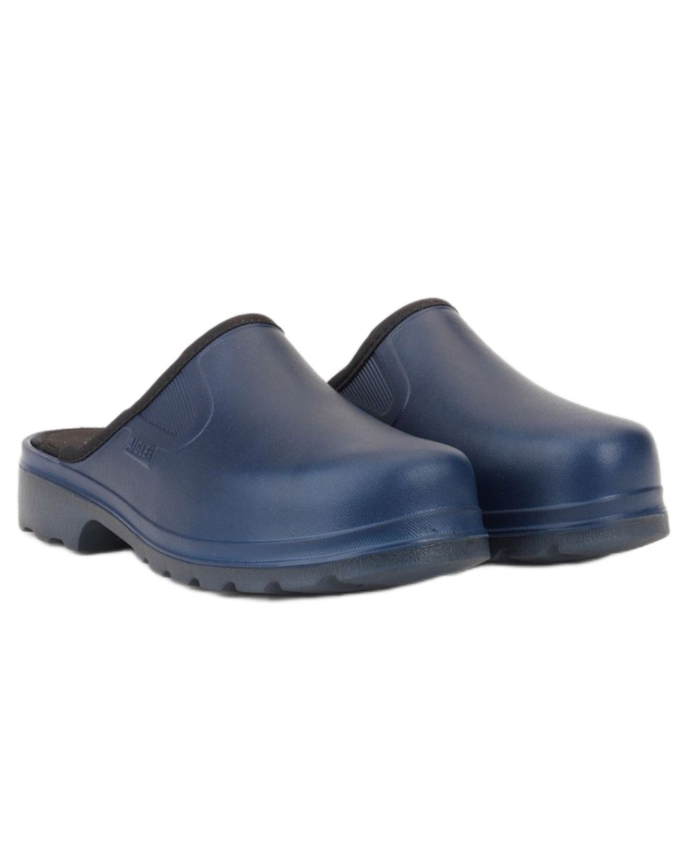 Klein Dark Navy coloured Aigle Mens Taden M2 Ultra Light Clogs on white background 