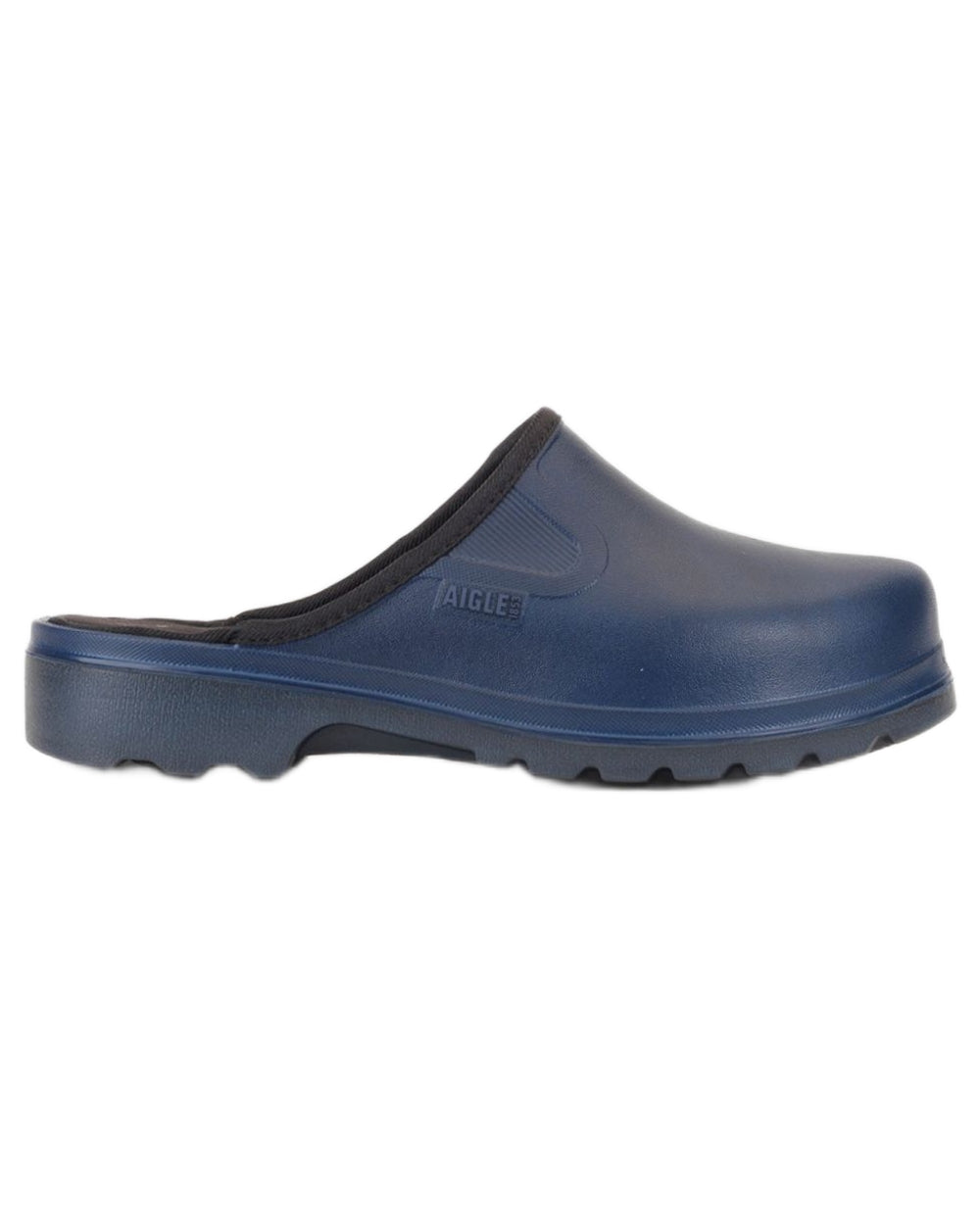 Klein Dark Navy coloured Aigle Mens Taden M2 Ultra Light Clogs on white background 