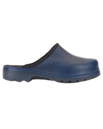Klein Dark Navy coloured Aigle Mens Taden M2 Ultra Light Clogs on white background 