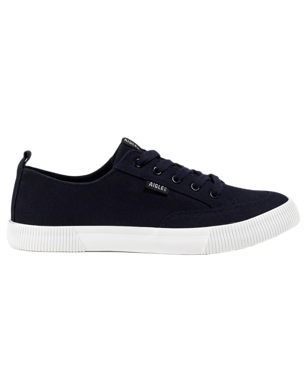 Dark Navy coloured Aigle Mens Tamarix Canvas Sneakers on white background 