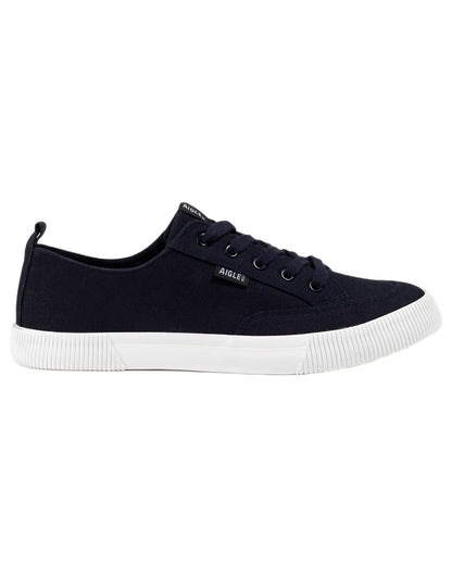 Dark Navy coloured Aigle Mens Tamarix Canvas Sneakers on white background 