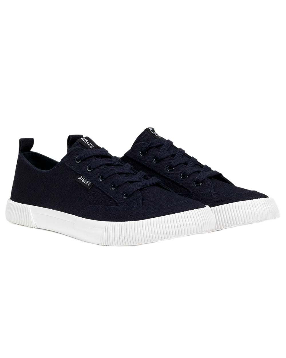 Dark Navy coloured Aigle Mens Tamarix Canvas Sneakers on white background 